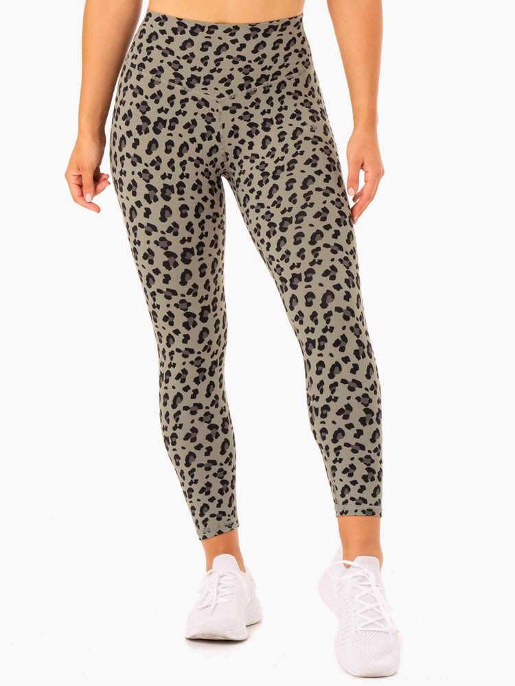 Ryderwear Hybridní Full Length Leggings Hnědožlutý Leopard | DGOU-16302