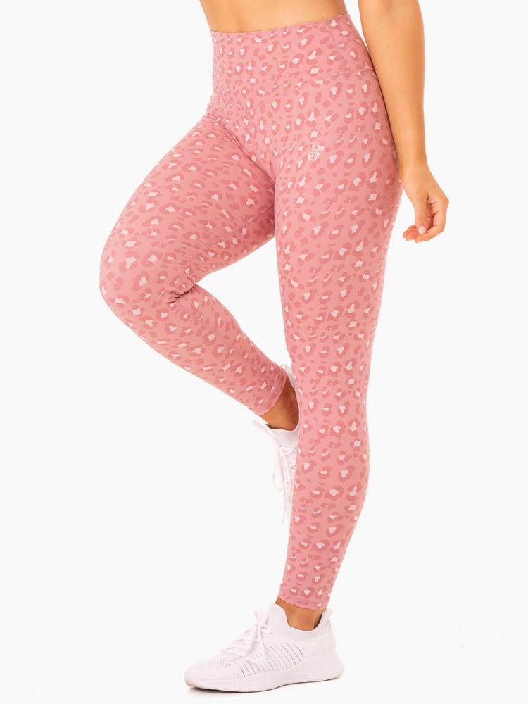 Ryderwear Hybridní Full Length Leggings Růžové Leopard | PULG-39261