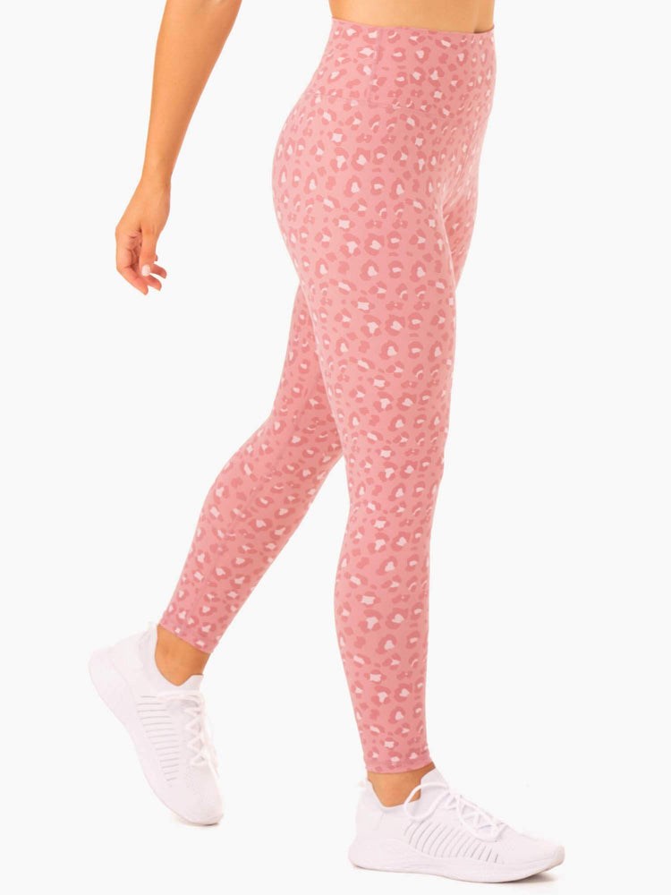 Ryderwear Hybridní Full Length Leggings Růžové Leopard | PULG-39261