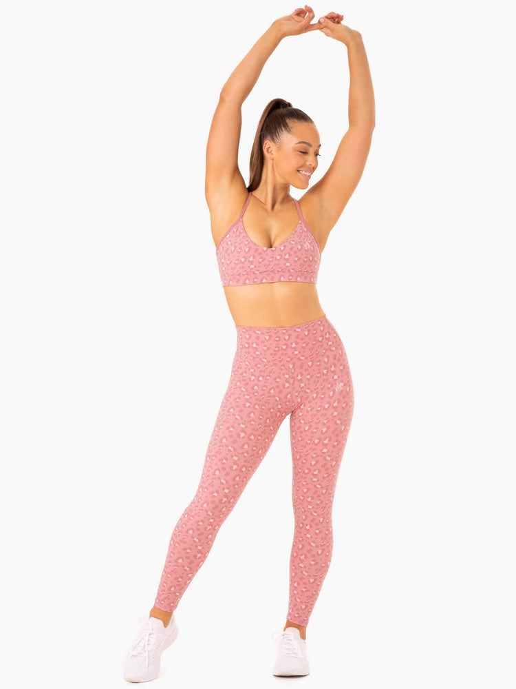 Ryderwear Hybridní Full Length Leggings Růžové Leopard | PULG-39261