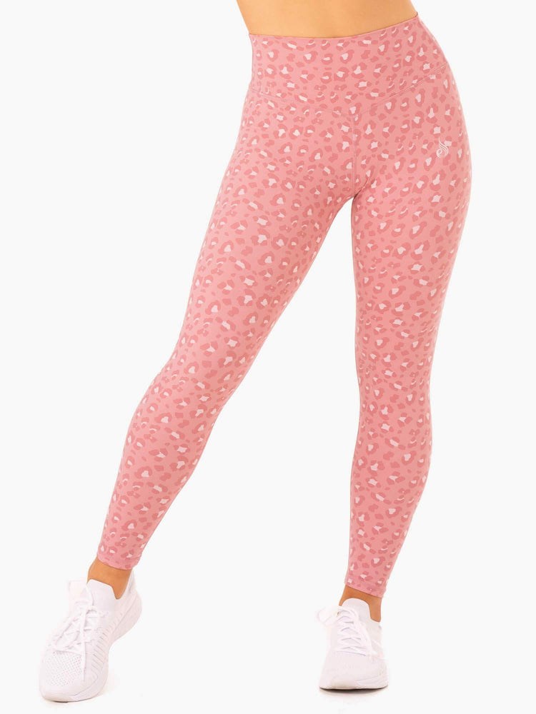 Ryderwear Hybridní Full Length Leggings Růžové Leopard | PULG-39261