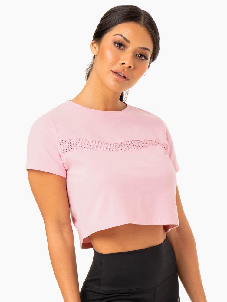 Ryderwear Hybridní Mesh Tee Růžové | FXQM-31247