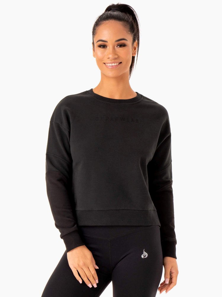 Ryderwear Hybridní Pullover Jumper Black/Charcoal | ZOXN-83267