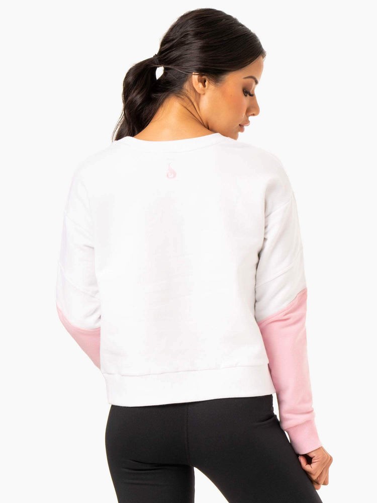 Ryderwear Hybridní Pullover Jumper White/Pink | WZUH-05248