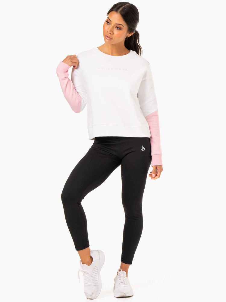 Ryderwear Hybridní Pullover Jumper White/Pink | WZUH-05248