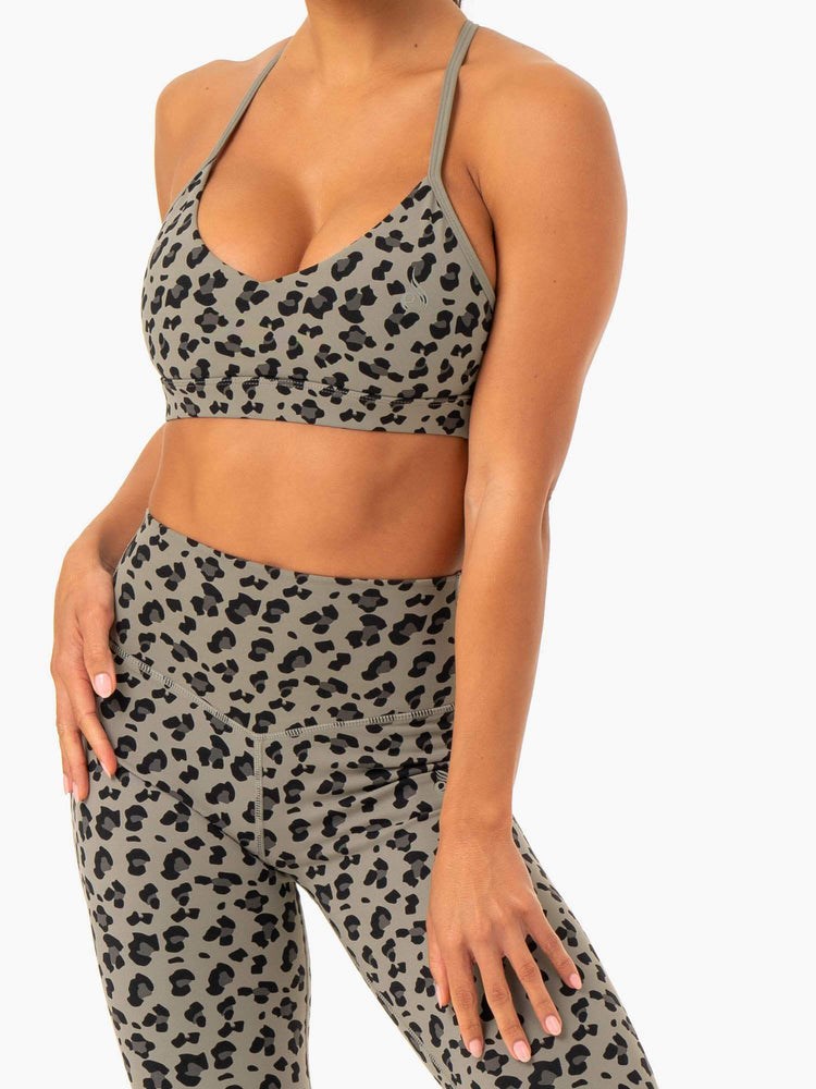 Ryderwear Hybridní Sports Bra Hnědožlutý Leopard | TIQY-36294