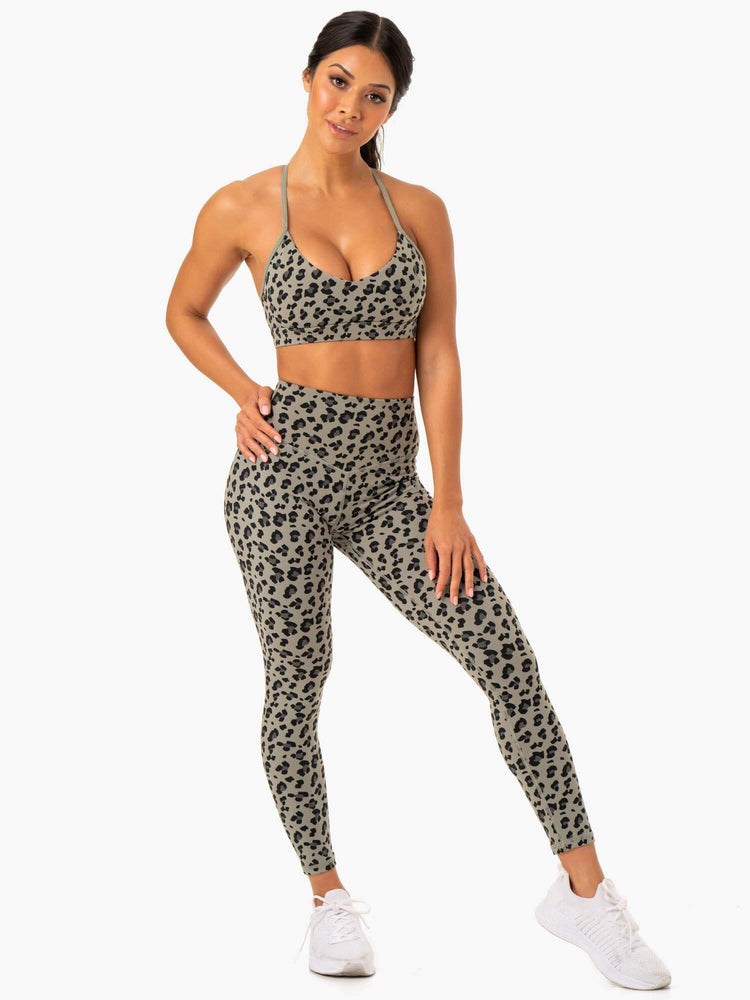 Ryderwear Hybridní Sports Bra Hnědožlutý Leopard | TIQY-36294