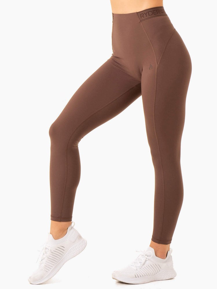 Ryderwear Level Up High Waisted Scrunch Leggings Čokolády | MTZN-82135