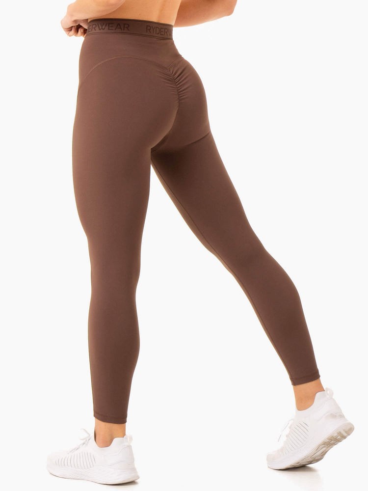 Ryderwear Level Up High Waisted Scrunch Leggings Čokolády | MTZN-82135