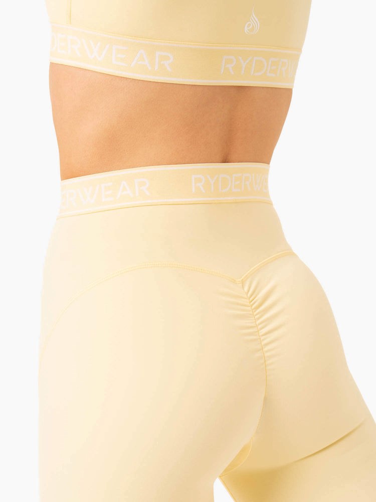 Ryderwear Level Up High Waisted Scrunch Shorts Butter | PYZQ-47591