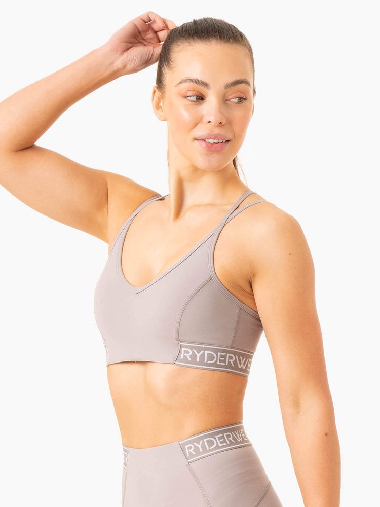 Ryderwear Level Up V-Neck Sports Bra Šedé | IWZH-43072