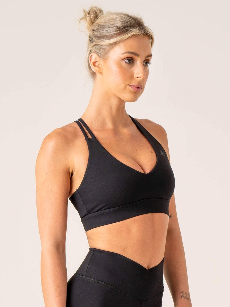 Ryderwear Momentum V-Neck Sports Bra Černé | NEBY-19380