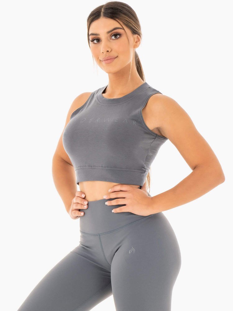 Ryderwear Motion Crop Top Charcoal | NYCZ-39410