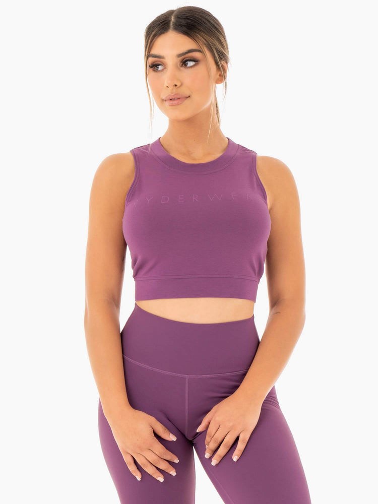 Ryderwear Motion Crop Top Fialové | KXIY-34851