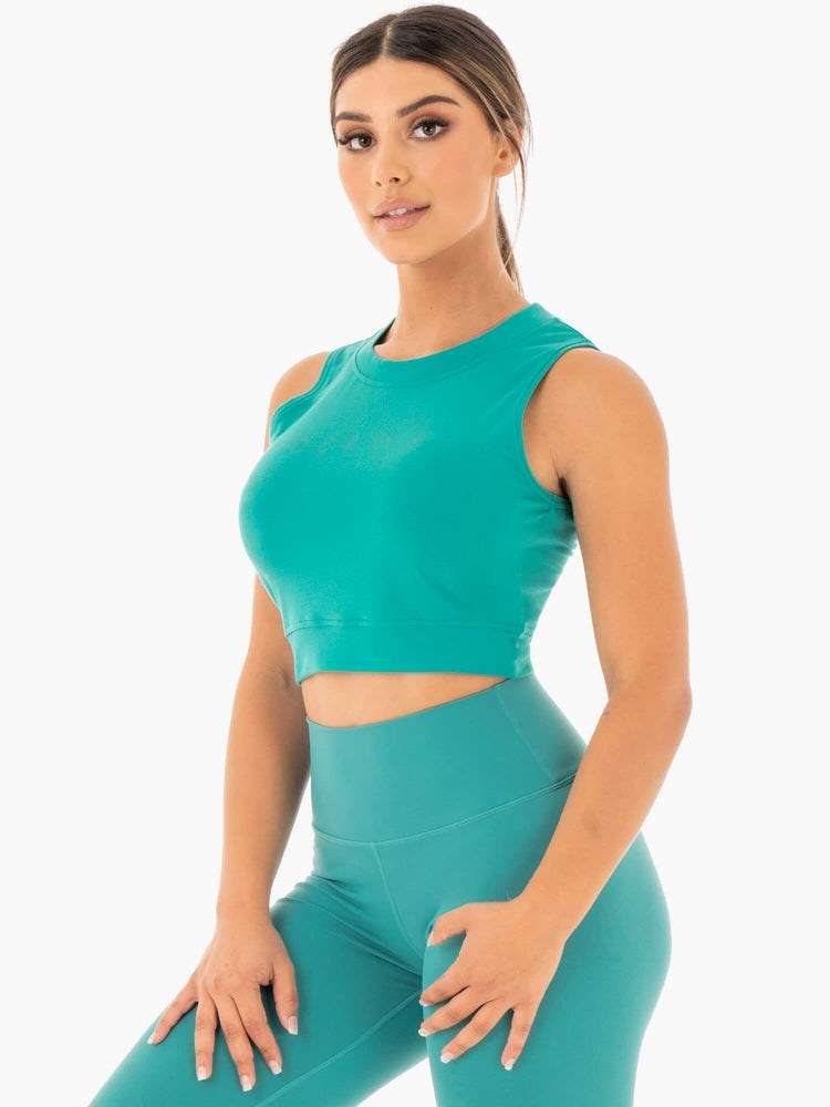 Ryderwear Motion Crop Top Teal | JZYE-87409