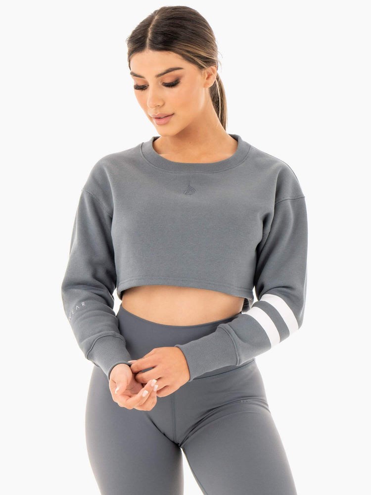 Ryderwear Motion Cropped Svetrové Charcoal | DYVS-12869