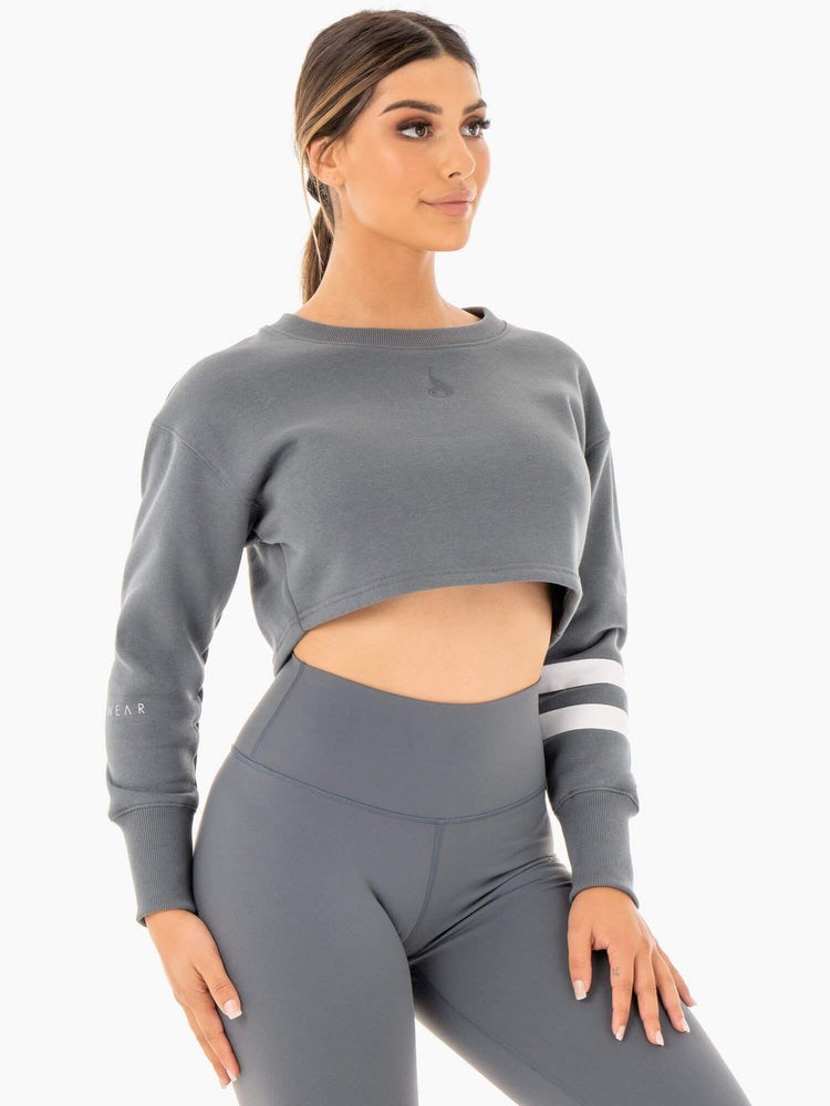 Ryderwear Motion Cropped Svetrové Charcoal | DYVS-12869