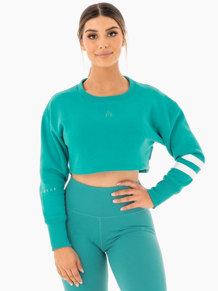 Ryderwear Motion Cropped Svetrové Teal | FHZB-28365