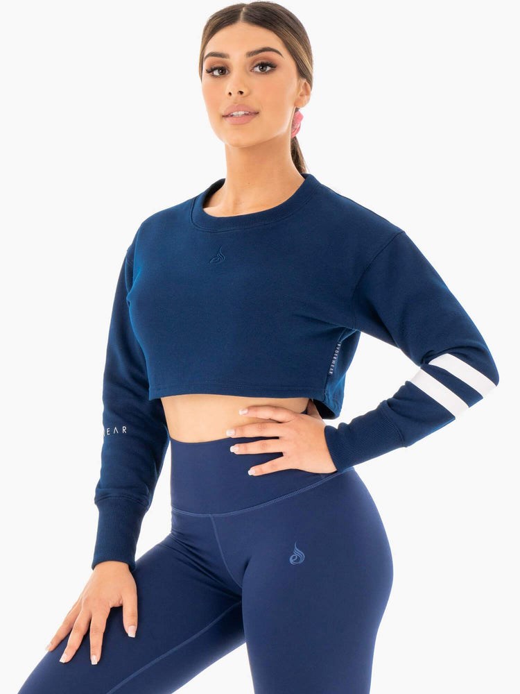 Ryderwear Motion Cropped Svetrové Tmavě Blankyt | NHLE-28139