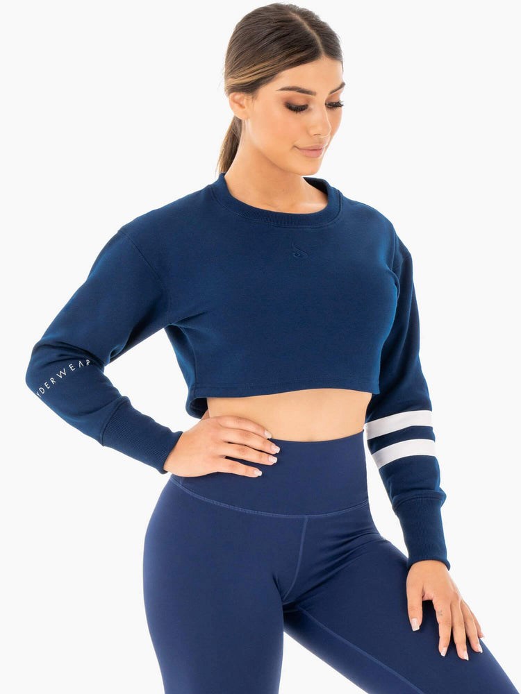 Ryderwear Motion Cropped Svetrové Tmavě Blankyt | NHLE-28139