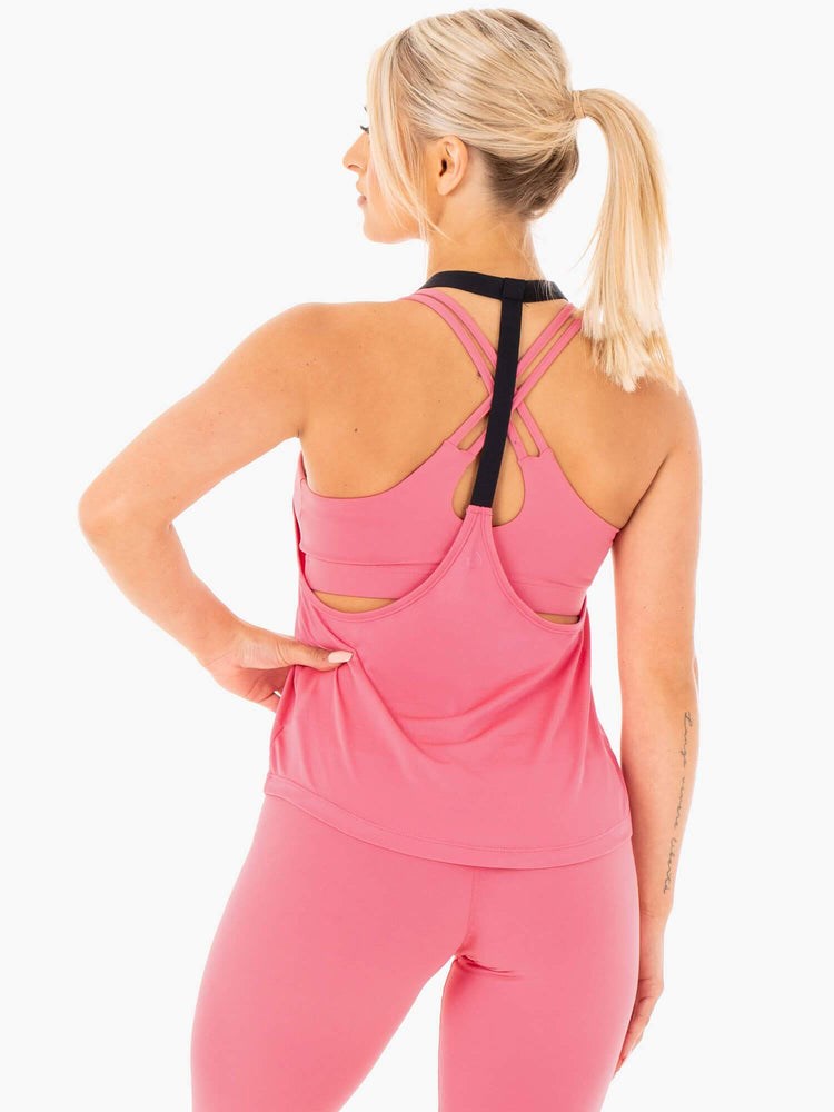 Ryderwear Motion Slinky T-Back Růžové | EHNI-23957