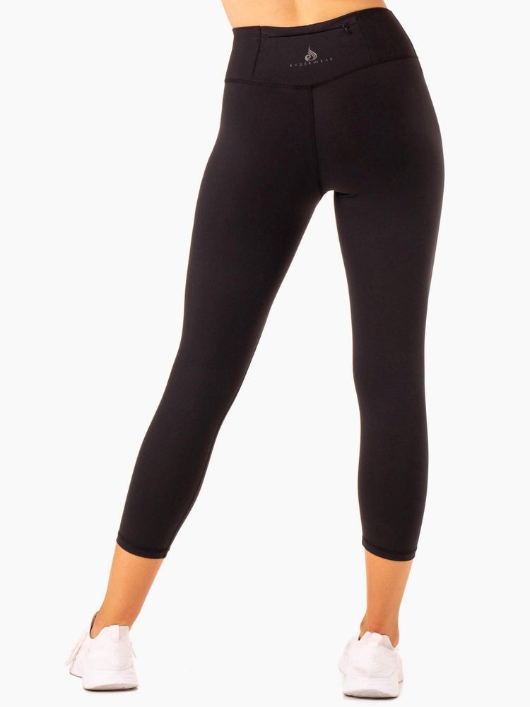 Ryderwear Movement High Waisted 7/8 Pocket Leggings Černé | OXNR-89063