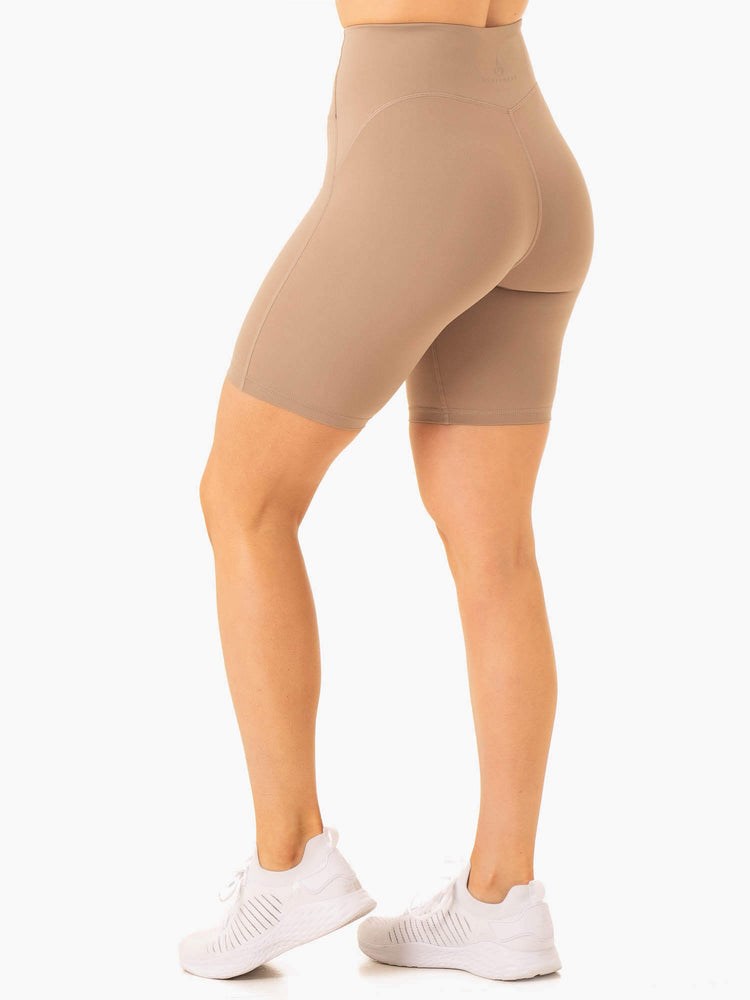 Ryderwear NKD Frame High Waisted Bike Shorts Latte | VSEA-24315