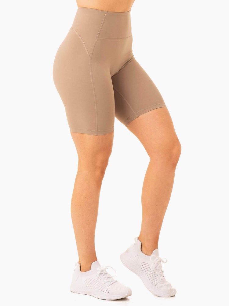 Ryderwear NKD Frame High Waisted Bike Shorts Latte | VSEA-24315