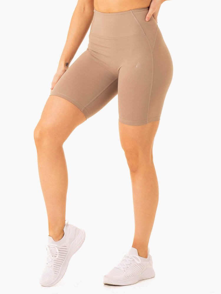 Ryderwear NKD Frame High Waisted Bike Shorts Latte | VSEA-24315