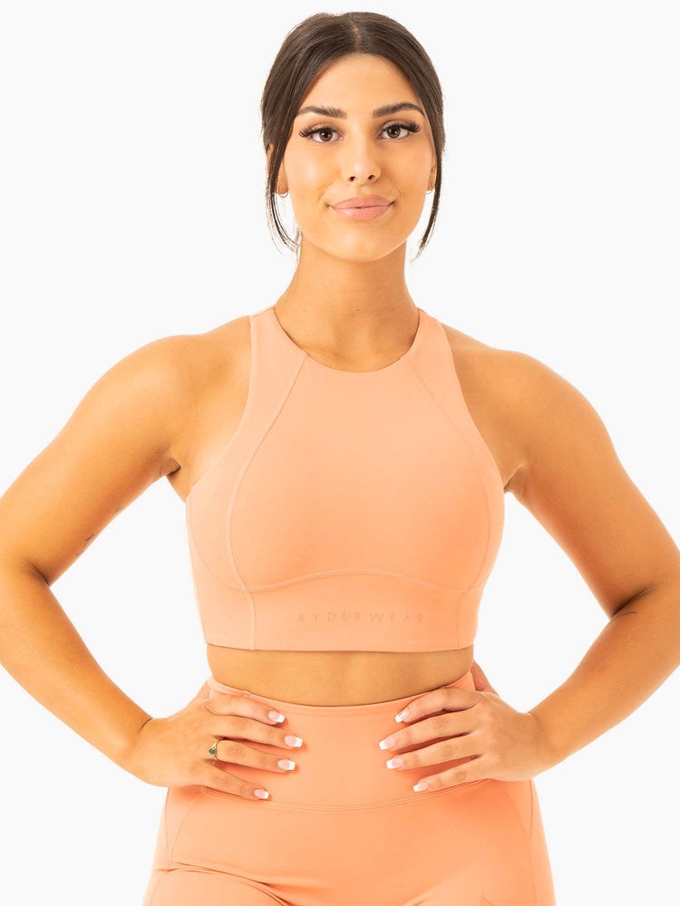 Ryderwear NKD Frame Long Line Sports Bra Terracotta | VRLY-34872