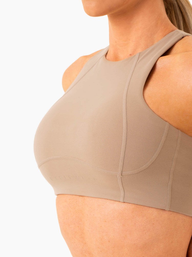 Ryderwear NKD Frame Long Line Sports Bra Latte | XYOK-38524