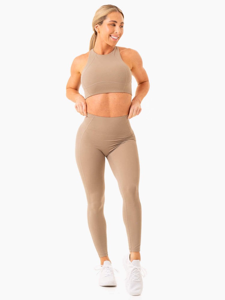 Ryderwear NKD Frame Long Line Sports Bra Latte | XYOK-38524