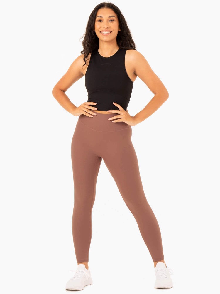 Ryderwear NKD Refine High Waisted Leggings Mocha | AIWF-21957