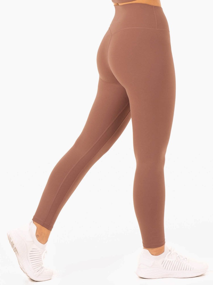 Ryderwear NKD Refine High Waisted Leggings Mocha | AIWF-21957