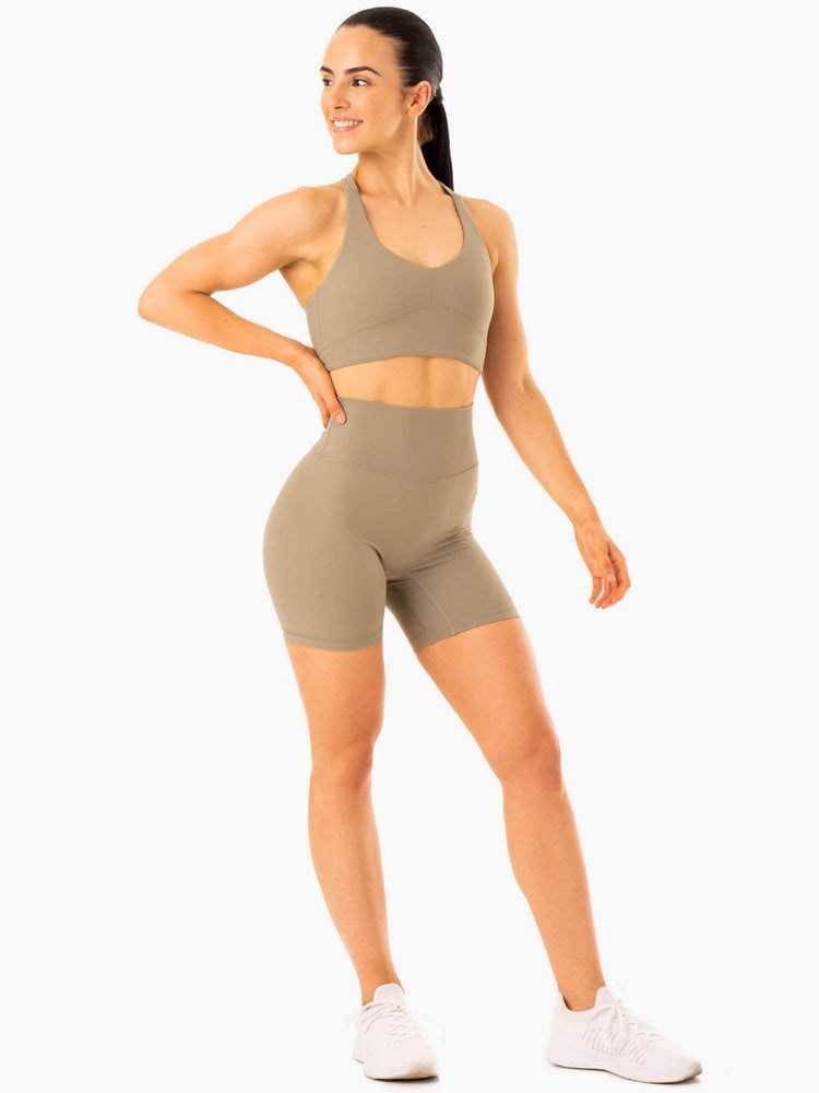 Ryderwear NKD Refine High Waisted Shorts Hnědožlutý | TNHG-93578