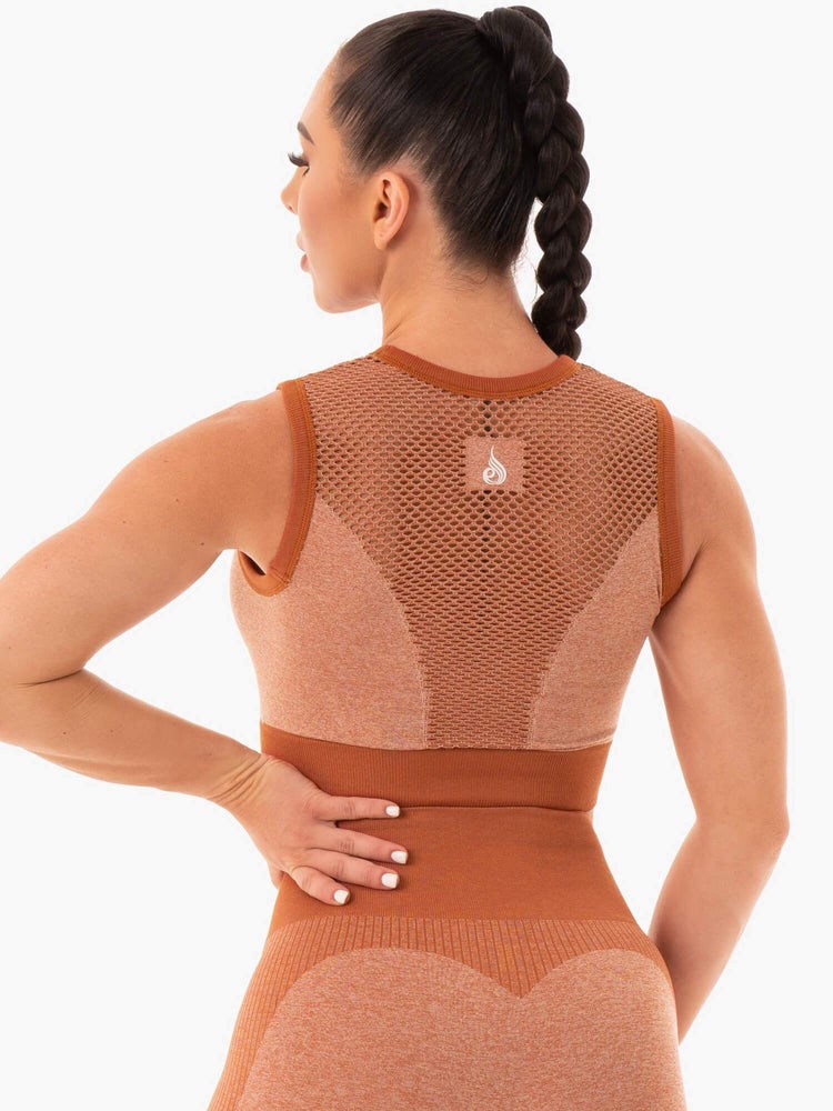 Ryderwear Oasis Seamless Crop Top Desert Rust | FDYC-30281