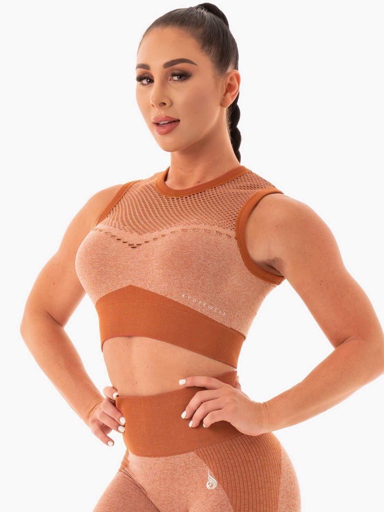 Ryderwear Oasis Seamless Crop Top Desert Rust | FDYC-30281