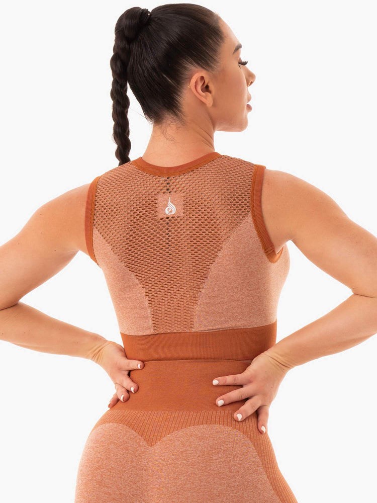 Ryderwear Oasis Seamless Crop Top Desert Rust | FDYC-30281