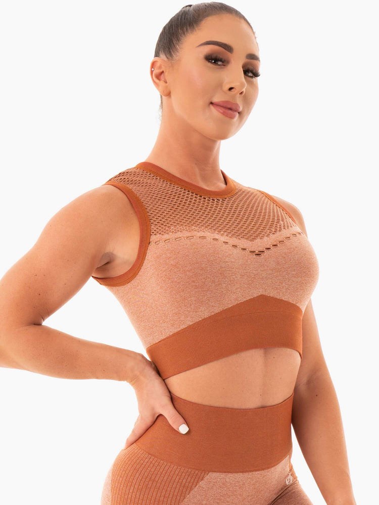 Ryderwear Oasis Seamless Crop Top Desert Rust | FDYC-30281