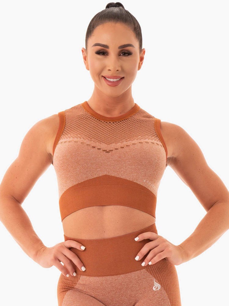 Ryderwear Oasis Seamless Crop Top Desert Rust | FDYC-30281