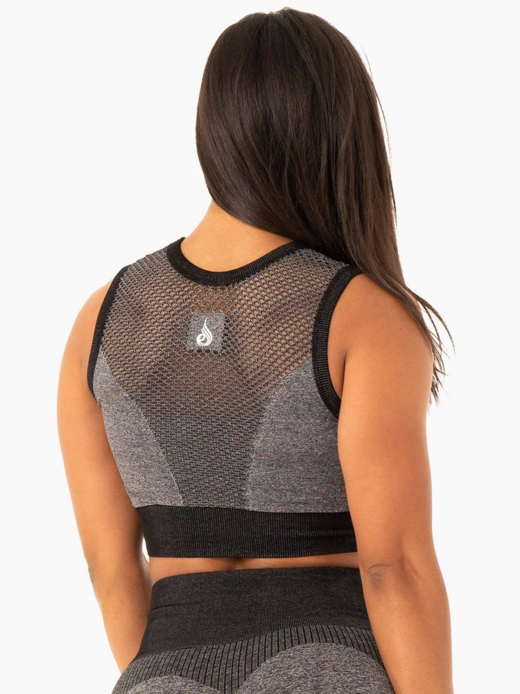 Ryderwear Oasis Seamless Crop Top Černé | DMIS-62057