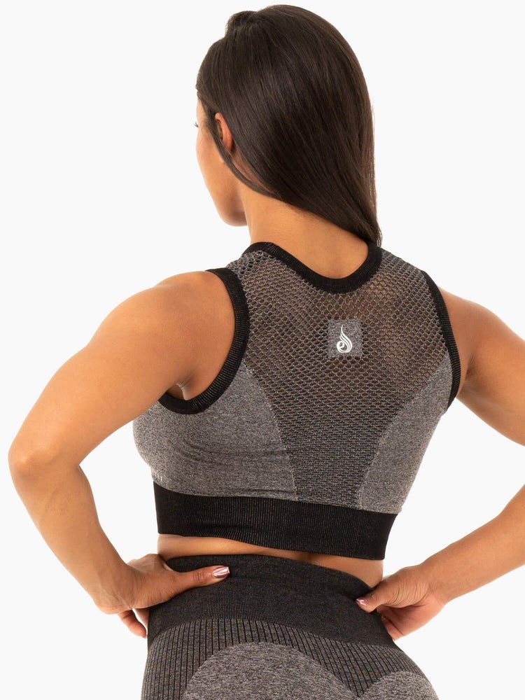 Ryderwear Oasis Seamless Crop Top Černé | DMIS-62057