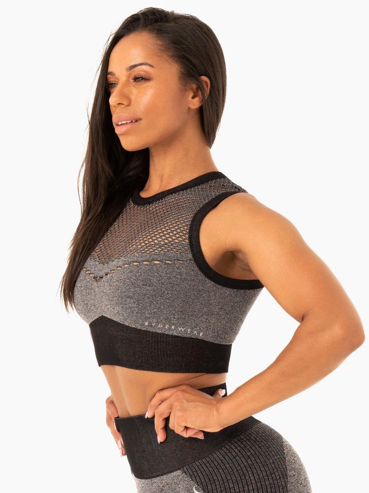 Ryderwear Oasis Seamless Crop Top Černé | DMIS-62057