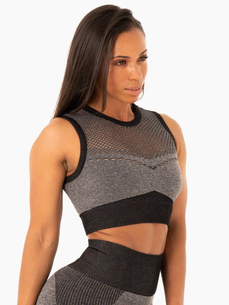 Ryderwear Oasis Seamless Crop Top Černé | DMIS-62057