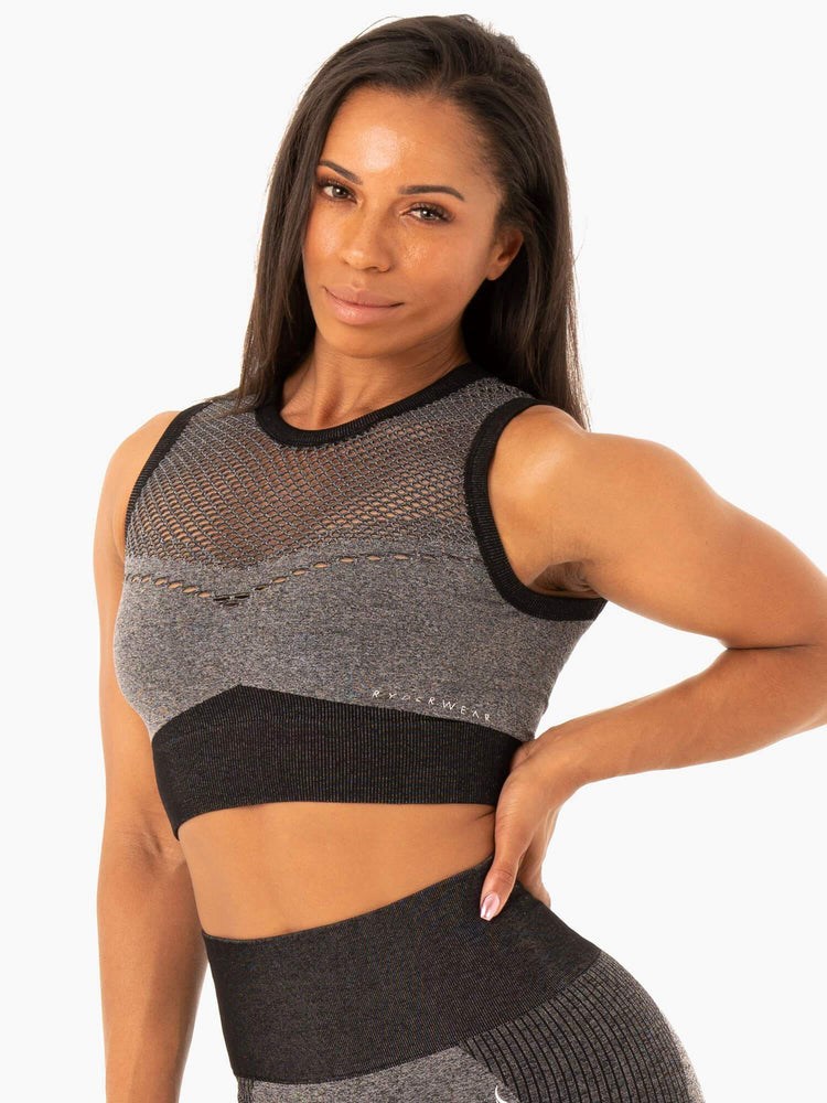 Ryderwear Oasis Seamless Crop Top Černé | DMIS-62057