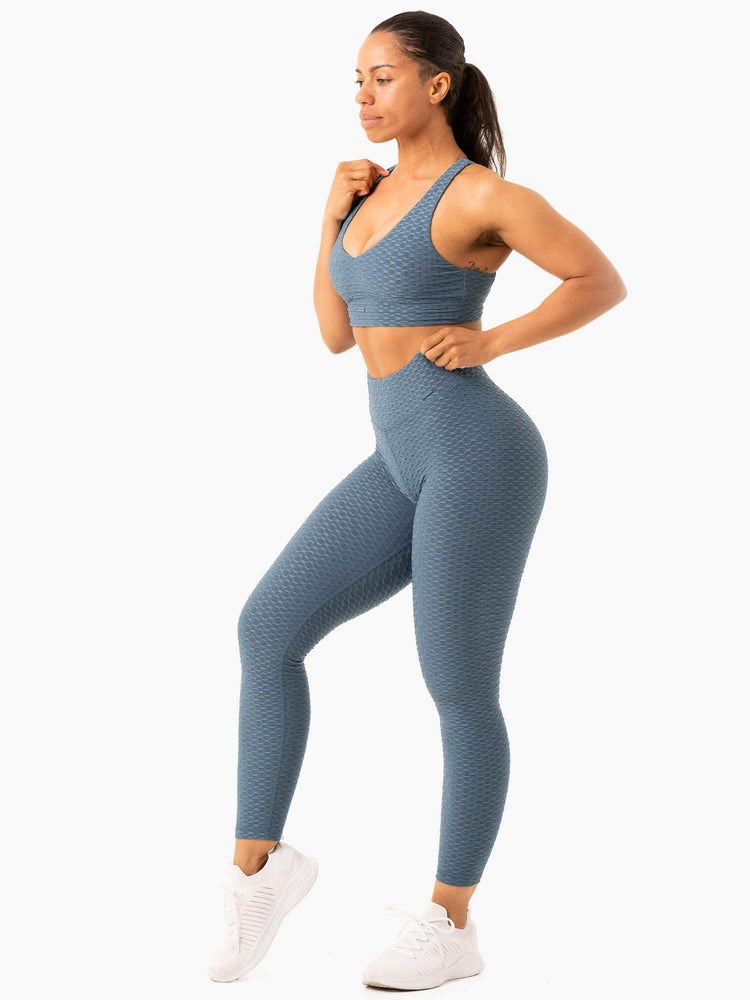 Ryderwear Optic Scrunch Bum Leggings Teal | RKFO-21867