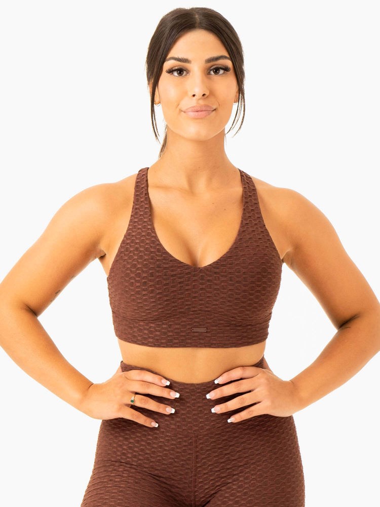 Ryderwear Optic V-Neck Sports Bra Čokolády | NREU-70281