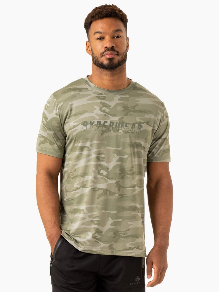 Ryderwear Overdrive T-Shirt Zelene Maskáčové | UNLF-86572