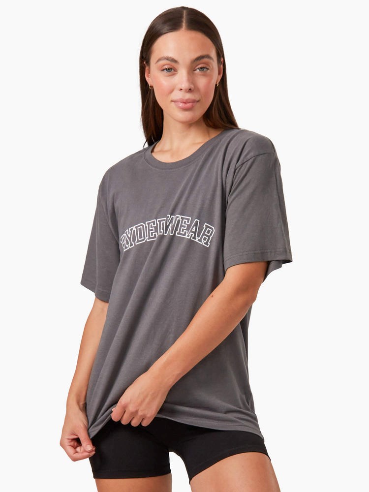 Ryderwear Oversized T-Shirt Charcoal | IWHY-03296