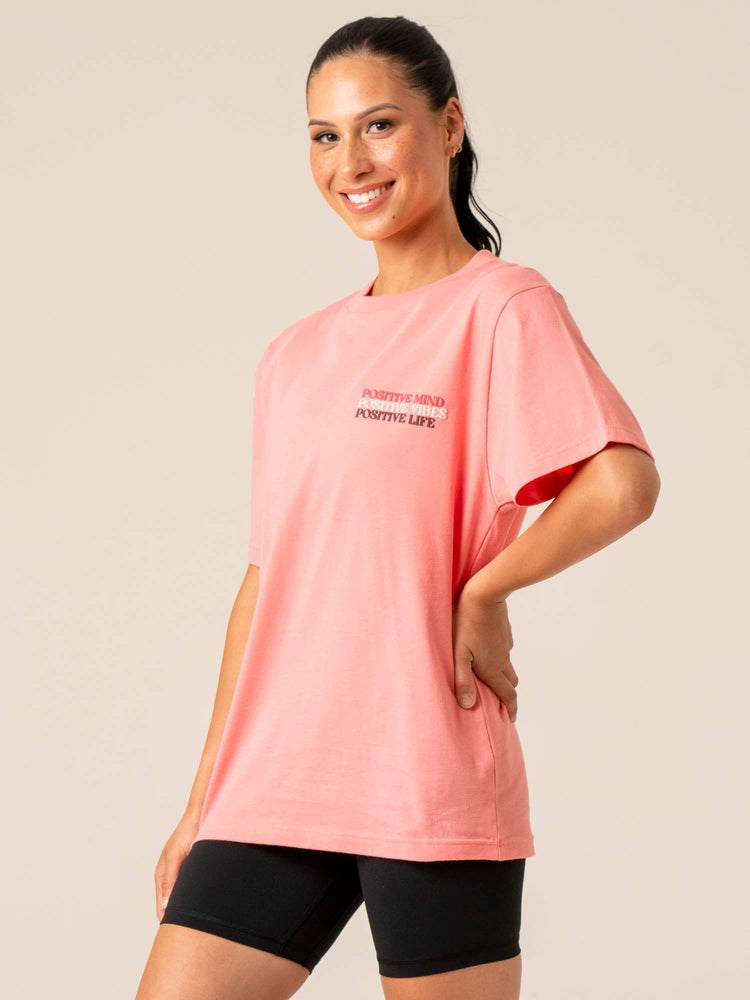 Ryderwear Positive Vibes T-Shirt Růžové | NXLG-27415